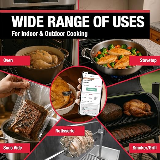 CDN Smart Probe Bluetooth Meat Thermometer | Perfect Father’s Day Gift Under $100 | Wireless Digital Thermometer | NSF Certified Probe | App Monitoring (iOS & Android) | BBQ, Grill, Smoker | STP212