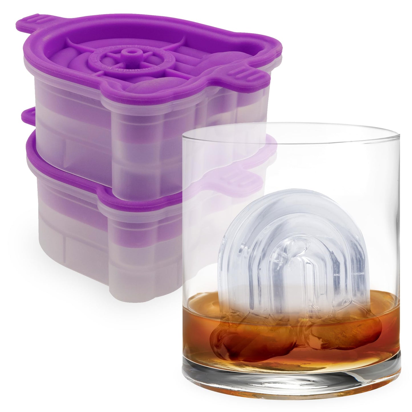 Tovolo Bulldog Ice Cube Mold Pack of 2 Craft Ice Cube Molds for Whiskey Bourbon Cocktails, Easy Fill Funny English Bull Dog Shaped Ice Cube Gifts for Bulldog Lovers, Dishwasher Safe BPA Free Silicone