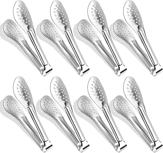 8PCS 7-Inch Serving Tongs,XEVOM Kitchen Tongs,Buffet Tongs,Stainless Steel