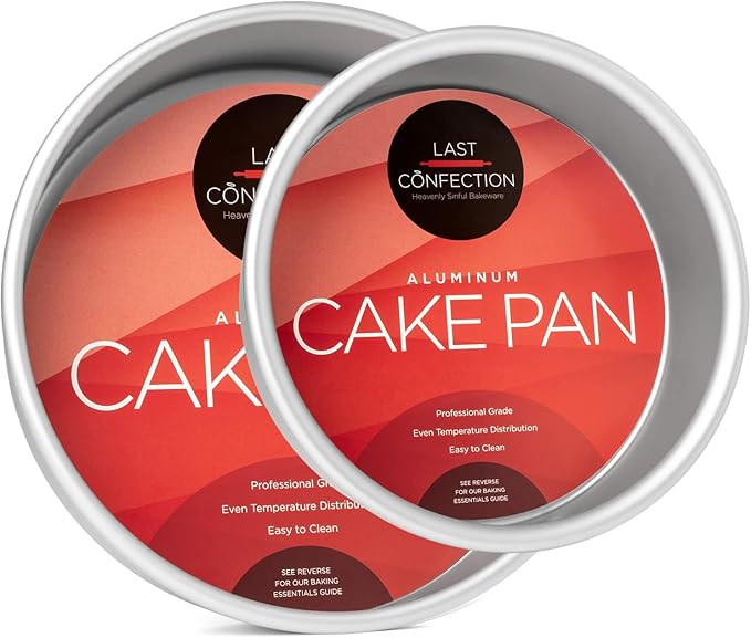Last Confection 6 x 2 Inch Round Cake Pans, Set of 2 Anodized Aluminum Cake Pans Baking Tins