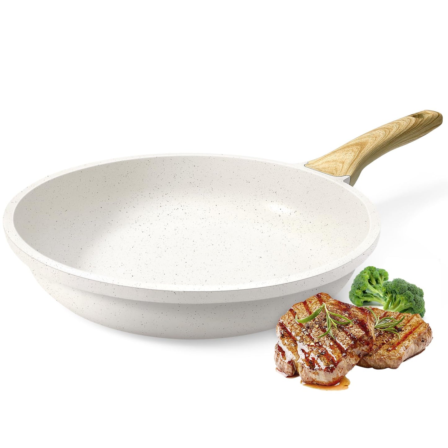 GiPP Ceramic Nonstick Frying Pan with Lid - 10" Healthy Non-Toxic Non Stick Skillet Omelette Pans, Induction Compatible Chef Pan, PFAS & PFOA-Free, Dishwasher Safe, Stay Cool Handles