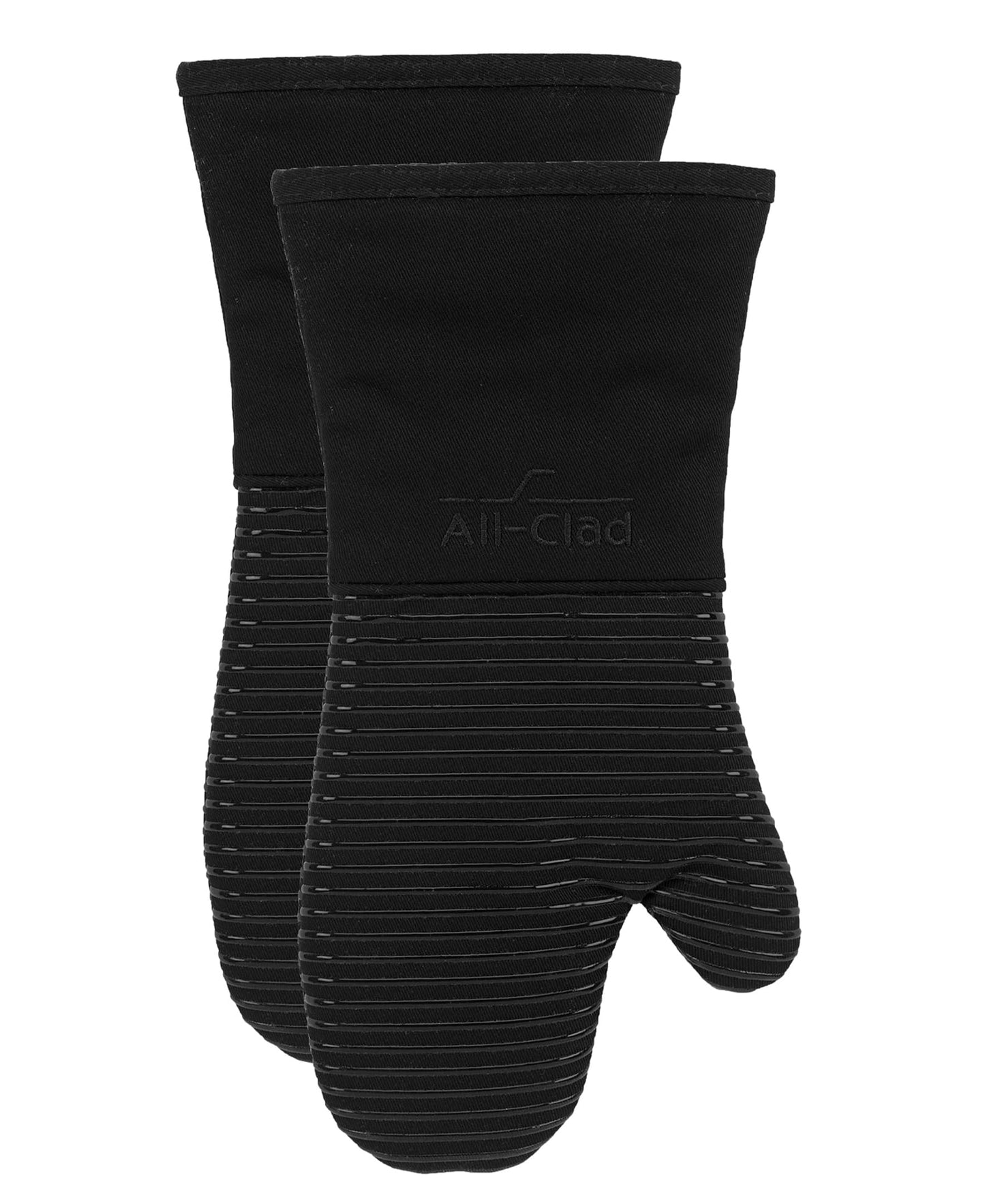 All-Clad Silicone Oven Mitts: Heat Resistant to 500 Degrees - 100% Cotton & Silicone, 14"x7" Pot Holders for Kitchen and Barbeque, 2-Pack, Almond