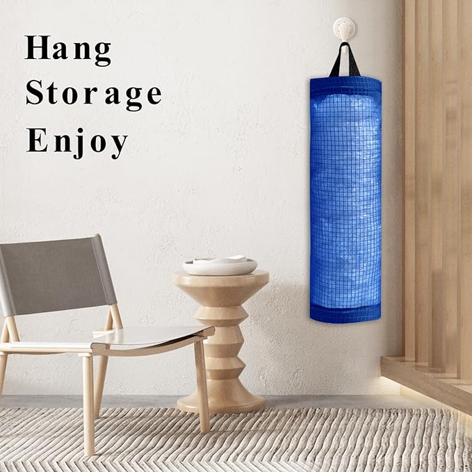 TOGETRUE Plastic Bag Holder, Mesh Grocery Bag Holder Hanging Storage Bag Dispenser (Navy Blue 2 Packs)