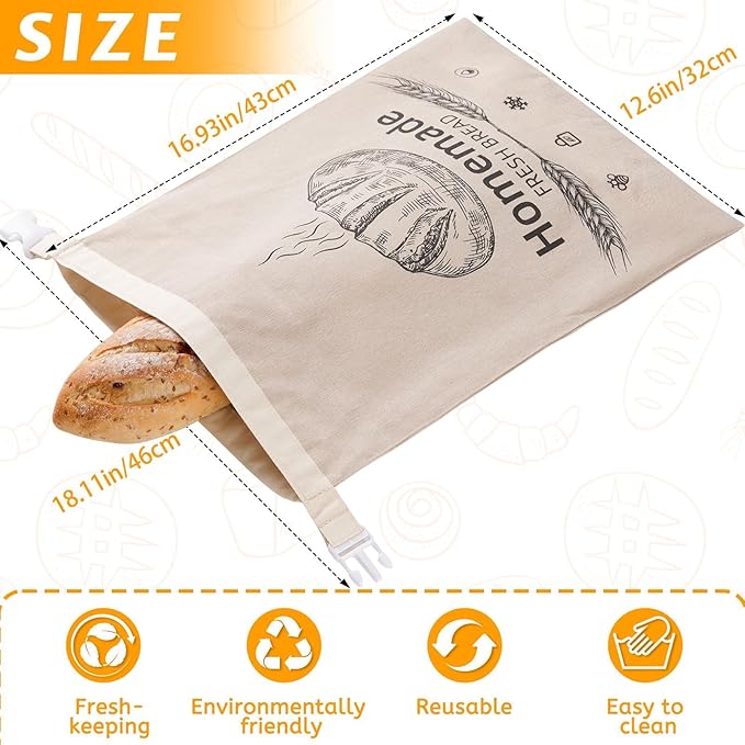 1 Pack Beeswax Bread Bags for Sourdough,Reusable Organic Linen Beeswax Bread Bag for Homemade Sourdough 17 x 12.6 Inches Food Storage Cloth Bag – Freezer-Friendly & Freshness Preservation