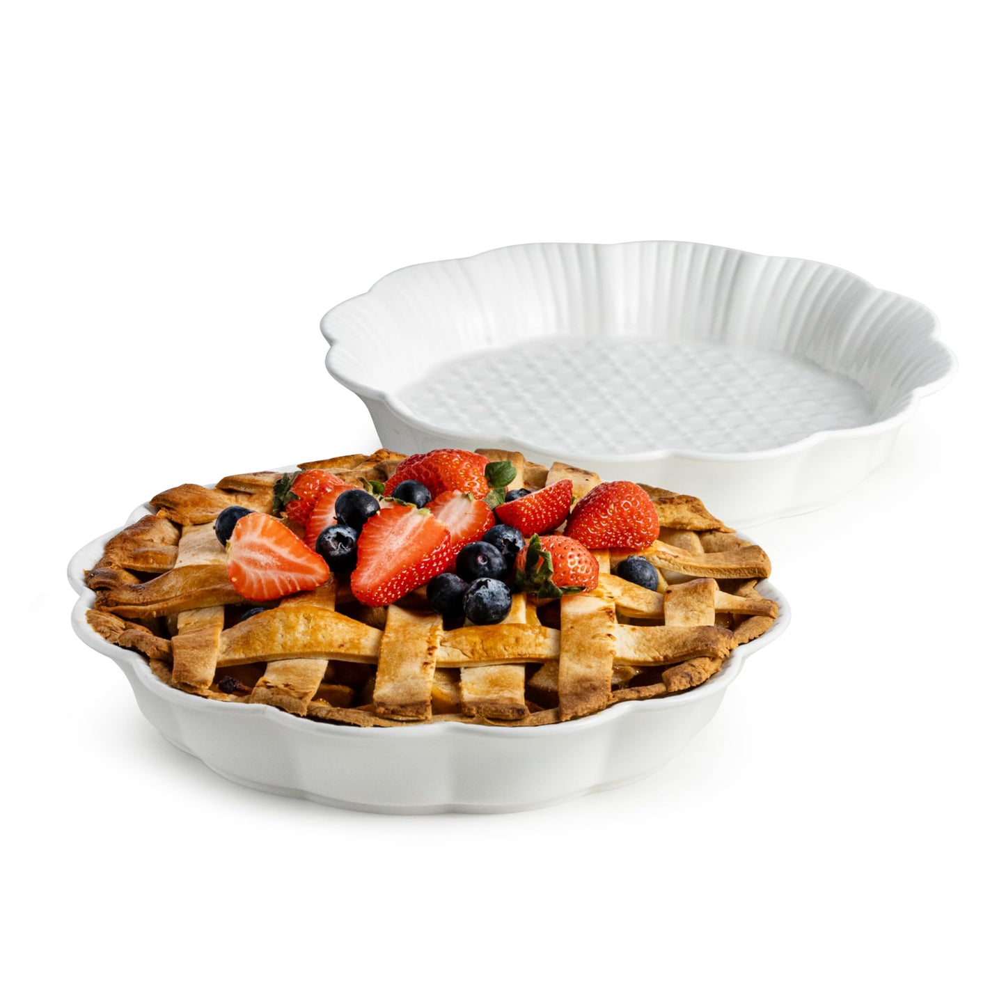 Cormomu Deep Dish Pie Pan with Lid for Baking, 11 inch Pie Dish with Cover