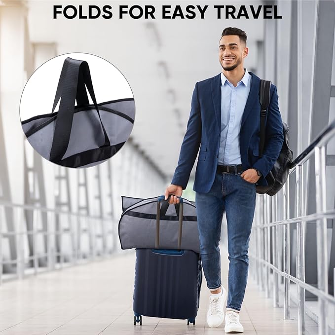 BALEINE 1PK Heavy Duty Garment Bag with Shoe Storage Travel Bag for Dresses, Suit, Coats Travel Essential (43", Grey)