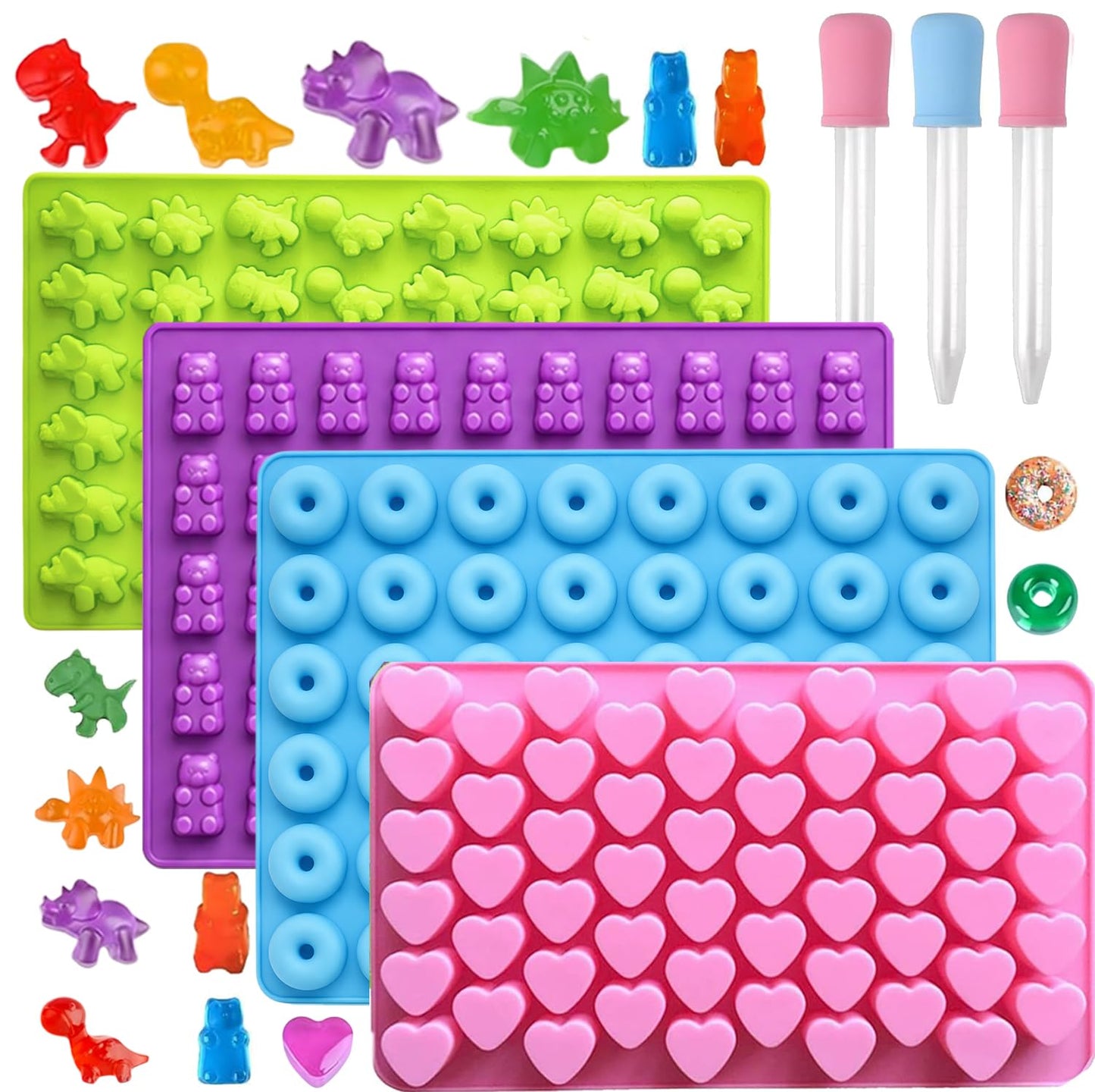 ENBRWAS Silicone Chocolate Molds 4-Pack, 60 Assorted Cavities