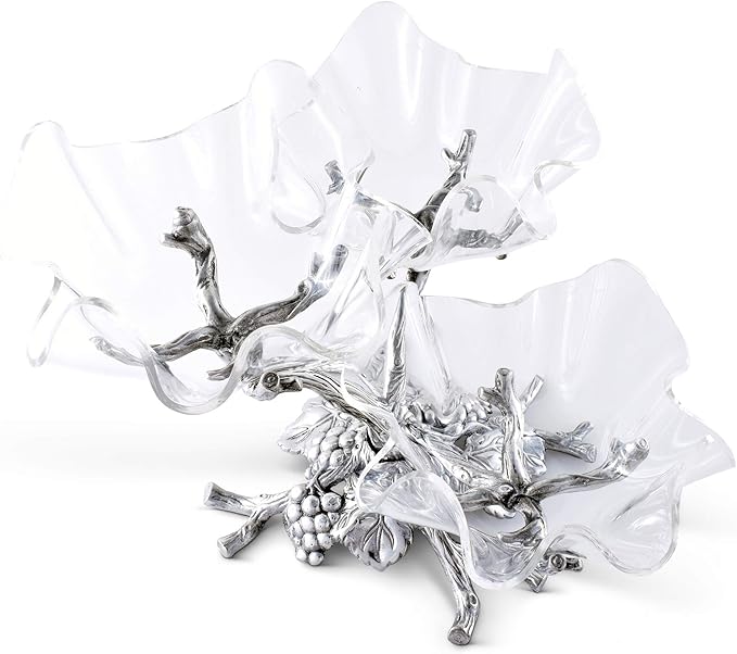 Arthur Court Grape 3-Tier Acrylic Bowl Stand - Elegant Serving Solution for Parties - 9.5 x 12 Inches