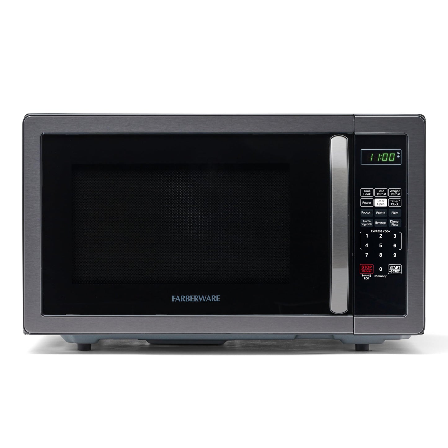 Farberware 1.6 Cu. Ft. Countertop Microwave Oven – 1100 Watts Power, Smart Sensor Auto Cook Settings, Defrost, Easy Clean and Child Safety Lock - Stainless