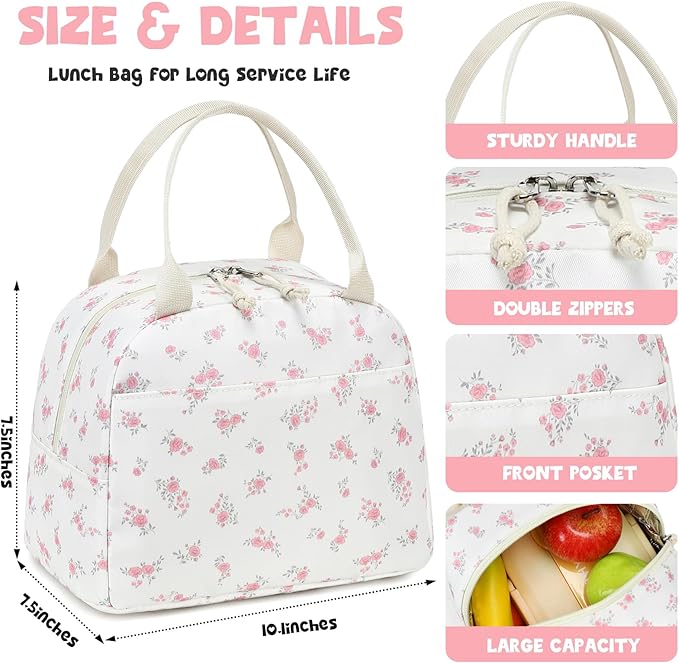 Bluboon Lunch Box for Women Cute Lunch Bag Reusable Insulated Lunch Bags Large Capacity Lunchbox Cooler for Work Picnic or Travel