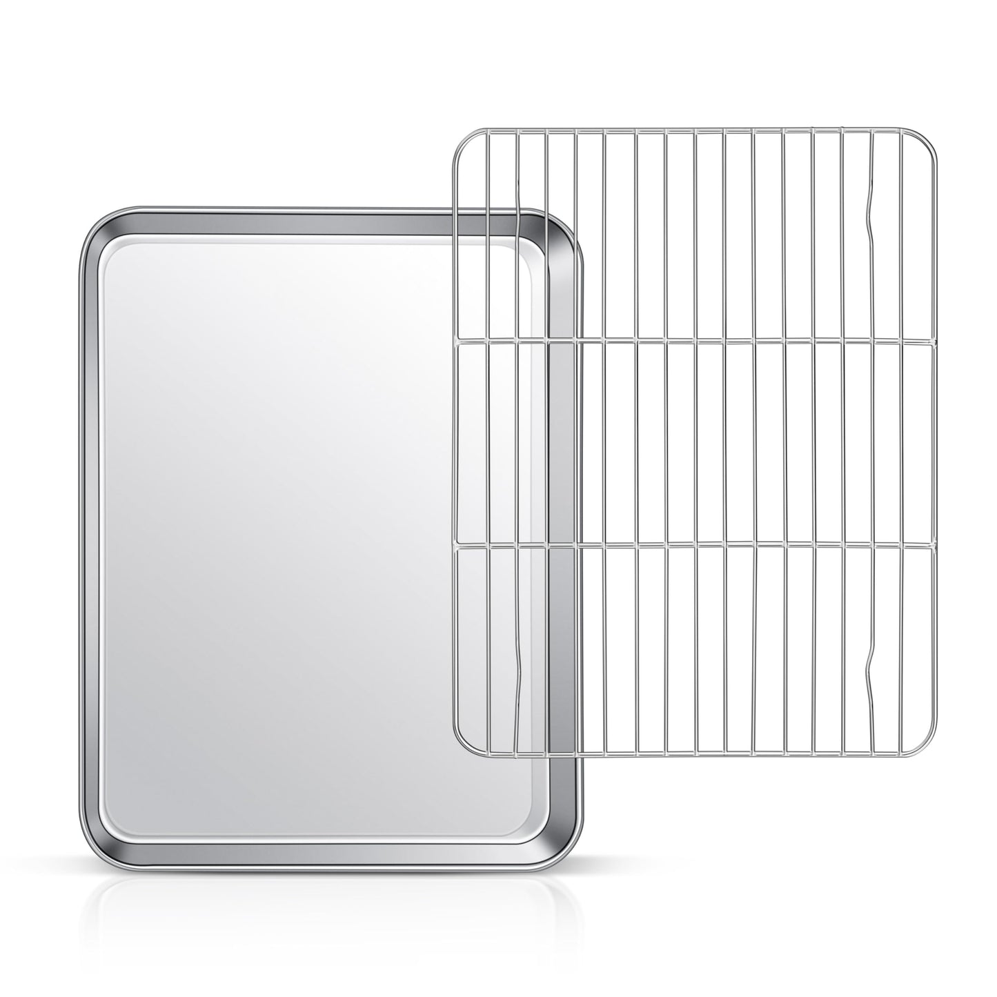 10.4” Baking Sheet Pan with Rack, Joyfair Stainless Steel Toaster Oven Tray