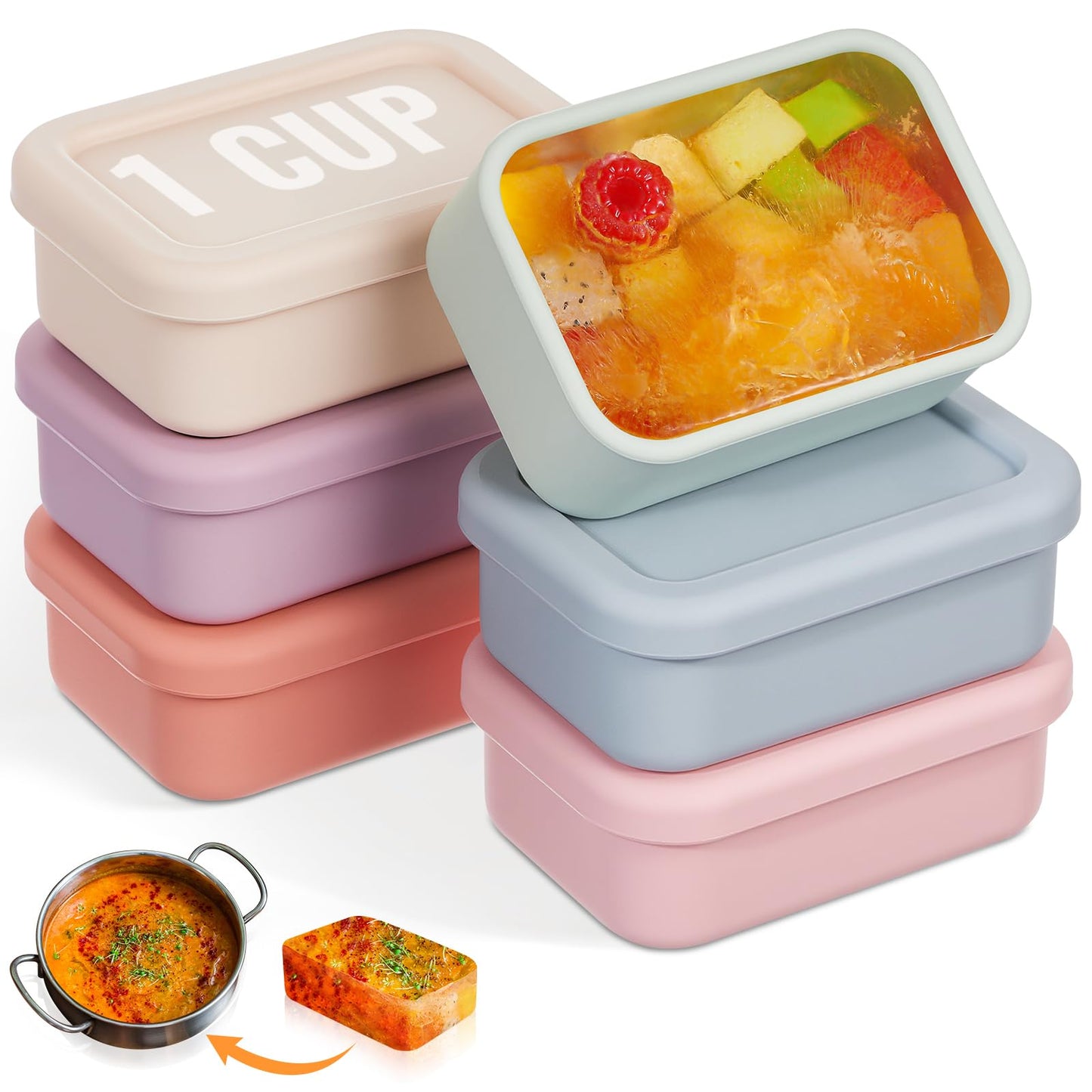 Teenyyou 6 Pcs 1 Cup Silicone Freezer Molds, Dark Blue, Gray