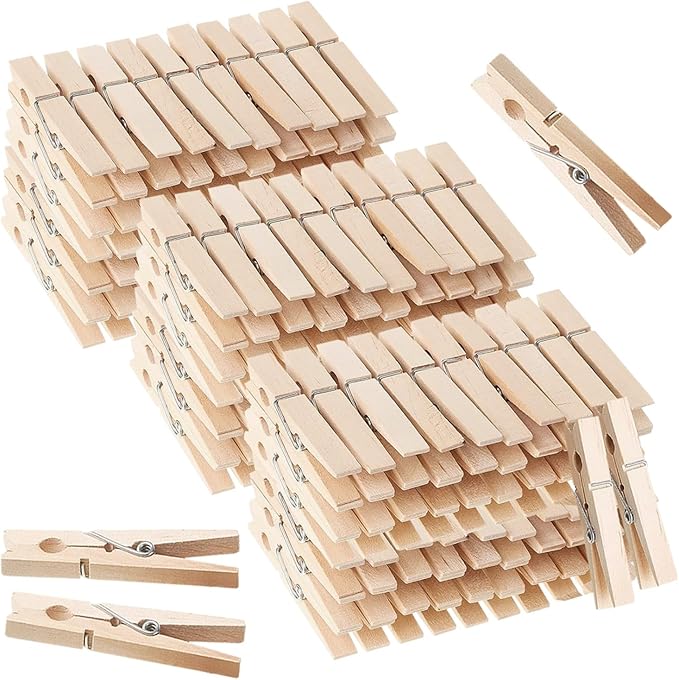 SenseYo 100 Pcs 2.9 Inch Wooden Clothespins Clips for Hanging Clothes, Craft, Home