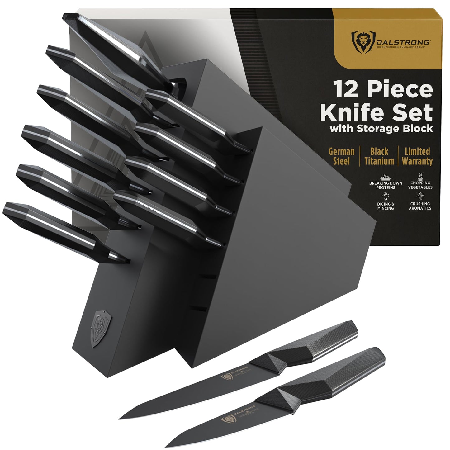 Dalstrong 12-Pc Knife Block Set - Titanium-Coated Blades