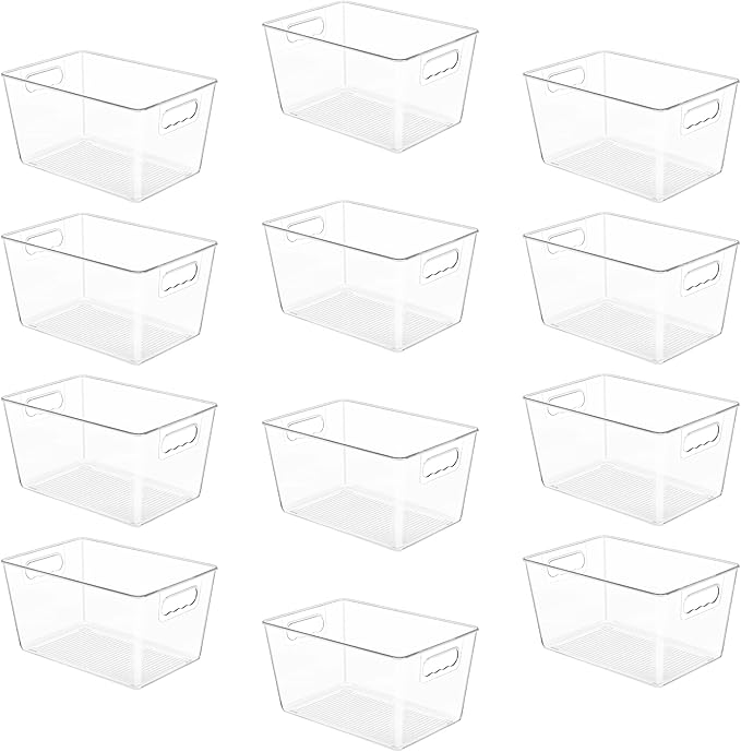 YIHONG 6 Pack Clear Storage Bins, Pantry Organizer Bins with Handle, Large