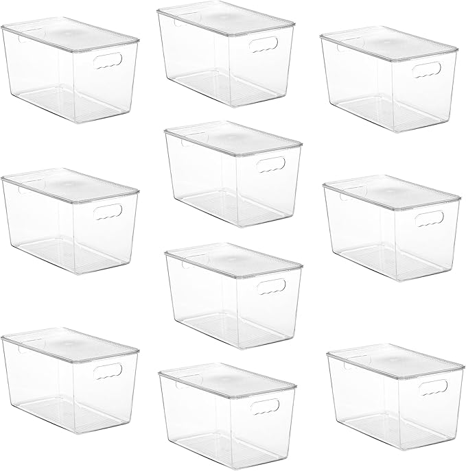 Vtopmart 1 Pack Clear Stackable Storage Bins with Lids and Handles, Medium