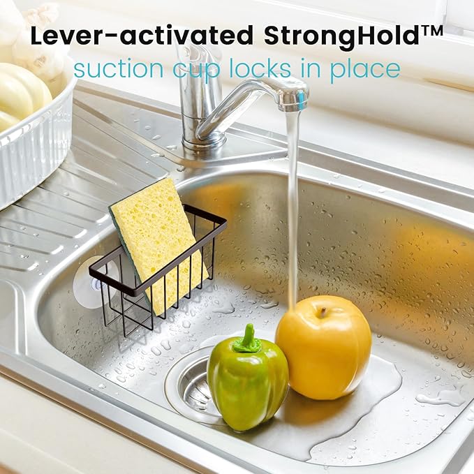 Kitchen Sponge Holder,Sponge Holder for Kitchen Sink Scution,Sink Caddy (Bronze)