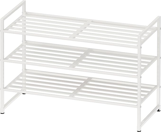 Simple Houseware 3-Tier Stackable Metal Panel Shoes Rack, White