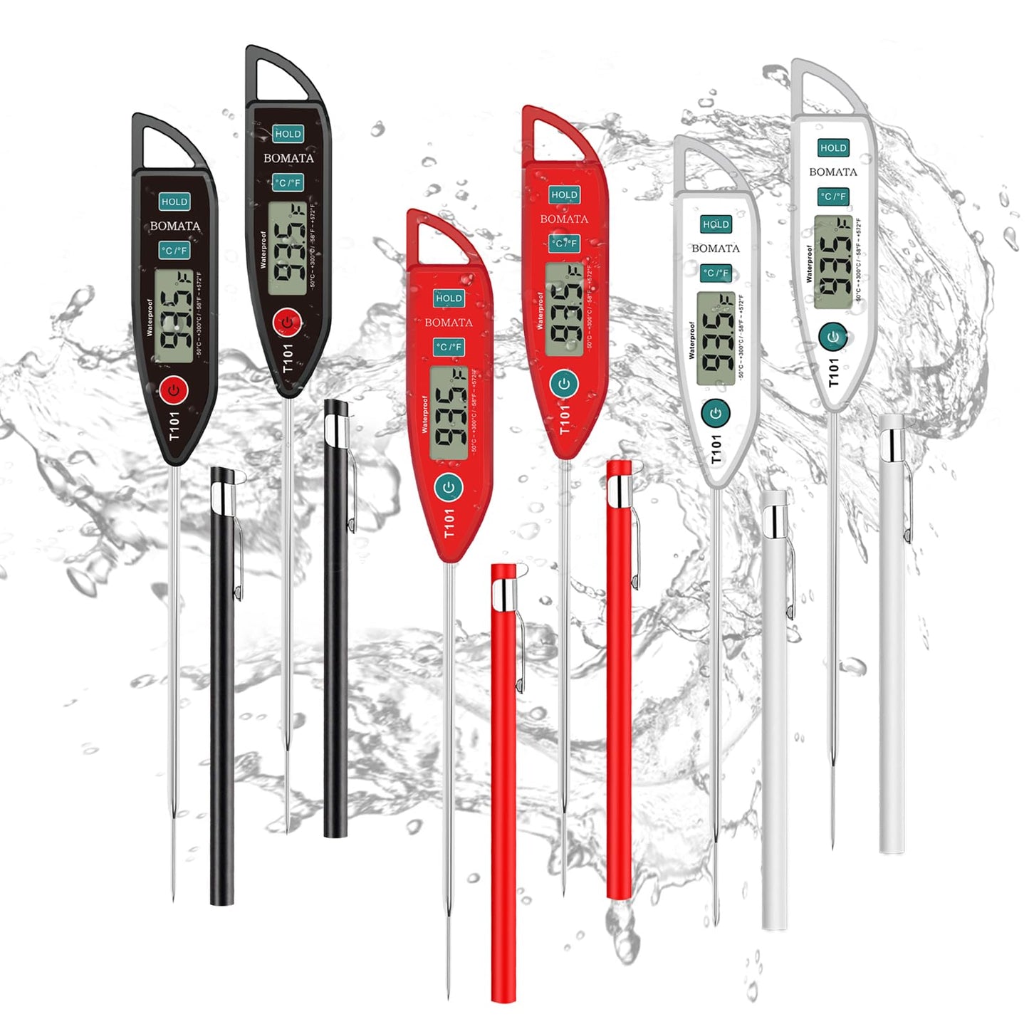 BOMATA Digital Water Thermometer for Liquid, Meat, Cooking, IPX7 Waterproof