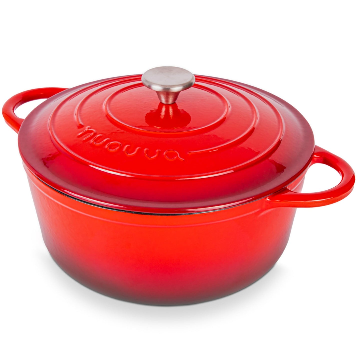 Nuovva Enamelled Cast Iron Dutch Oven Pot with Lid – 6.4 Quart Non Stick Casserole Pot – Heavy Duty & Oven Safe up to 500° F for Bread Baking, Braising, Stews, Roasting – 28cm Black