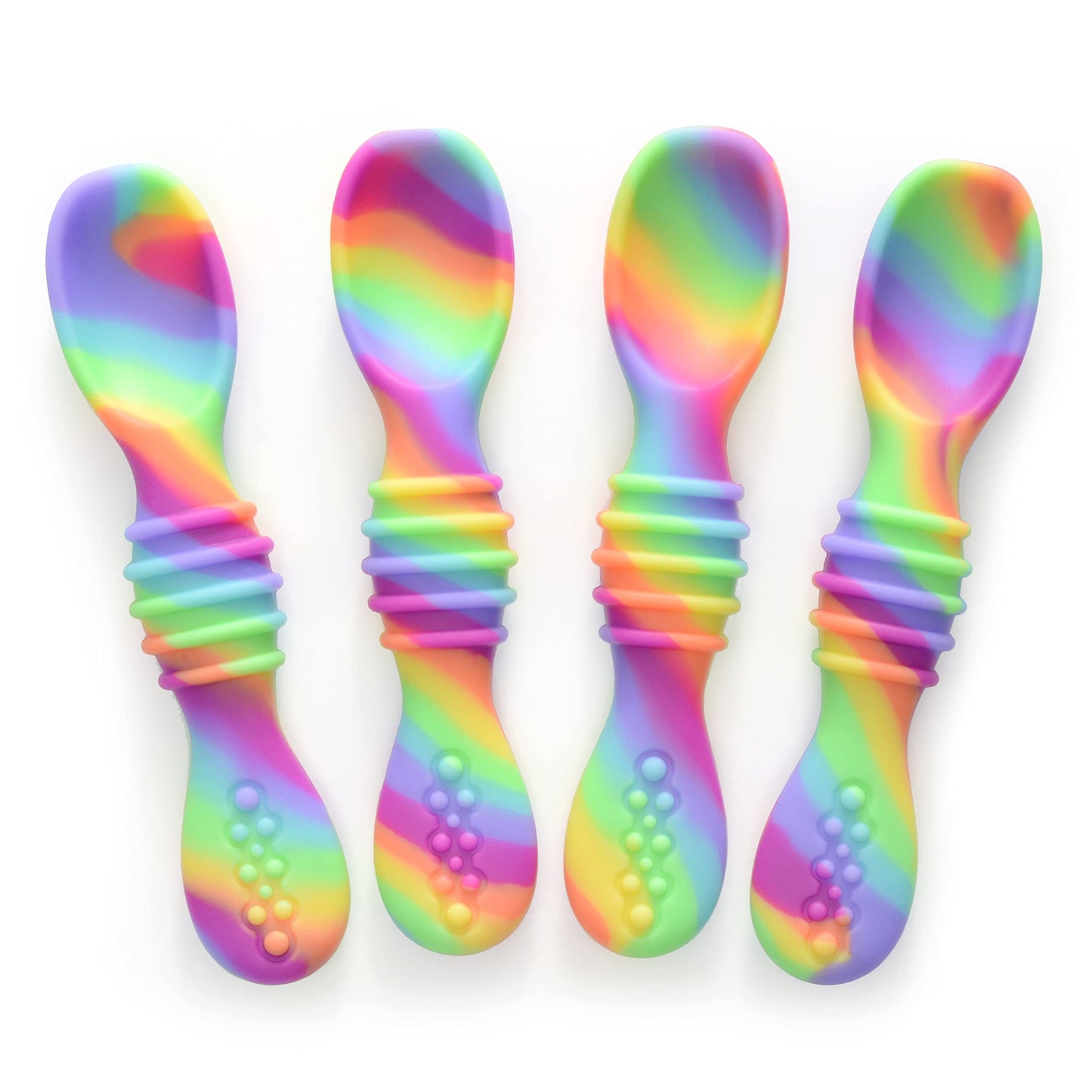 PrimaStella Silicone Chew Spoon Set for Babies and Toddlers | Safety Tested | BPA Free | Baby Spoon 6 Pack