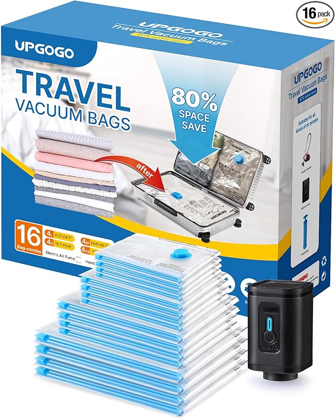 UPGOGO Travel Vacuum Bags Combo 6 Pack - Space Saver Vacuum Storage Bags for Clothing and Luggage