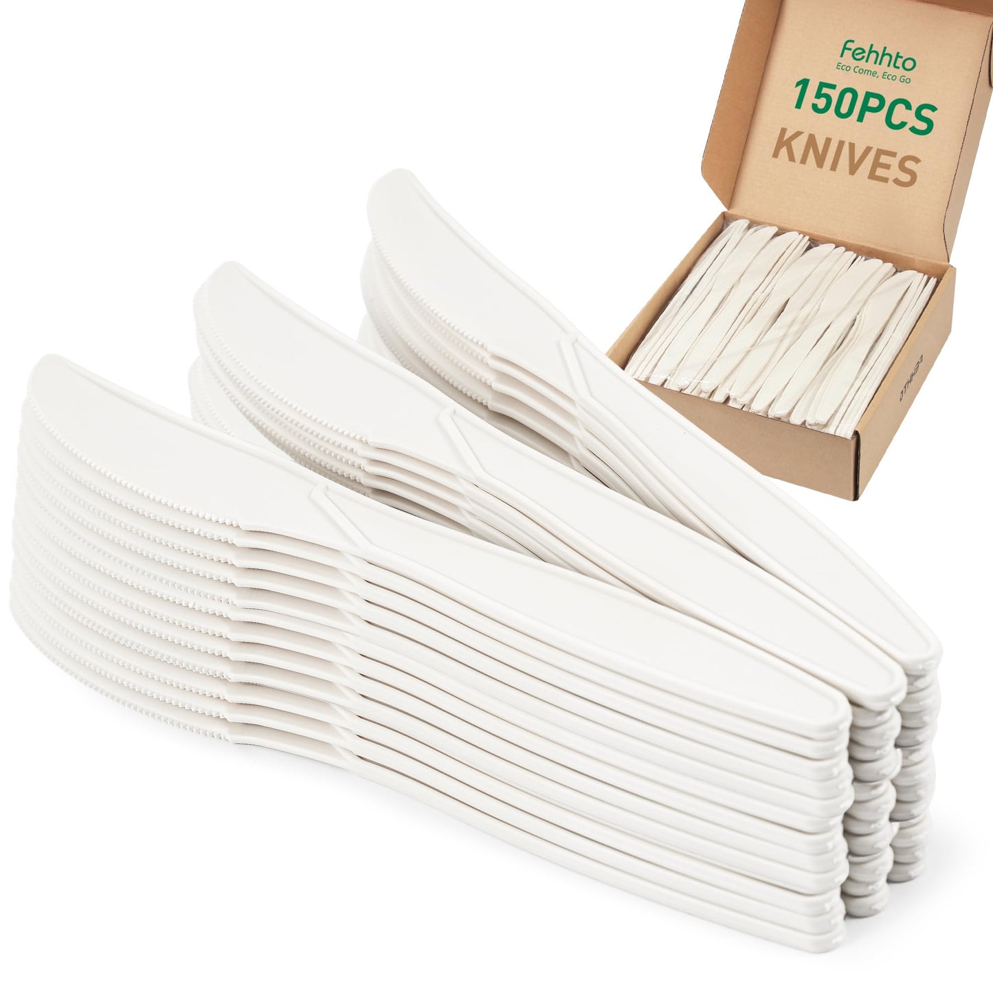 FEHHTO 150 pcs 100% Compostable Spoons, 7 Inch Disposable Cornstarch Spoons
