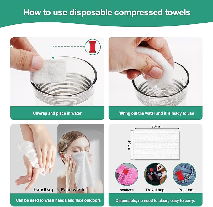 Retractable Portable Clothesline for Travel,2 Packs of Portable Clothesline with 8 clothespins,2 Packs of Disposable Compressed Towels,Suitable for Indoor Clothesline, Outdoor Camping Accessories