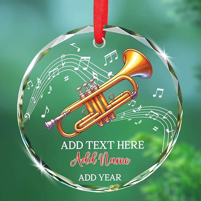 Clarinet Player Christmas Glass Ornament, Personalized Clarinet Xmas Ornament Gifts for Musical Instrument Player, Clarinettist Christmas Keepsake, Custom Text & Name Musician Glass Ornaments 2026