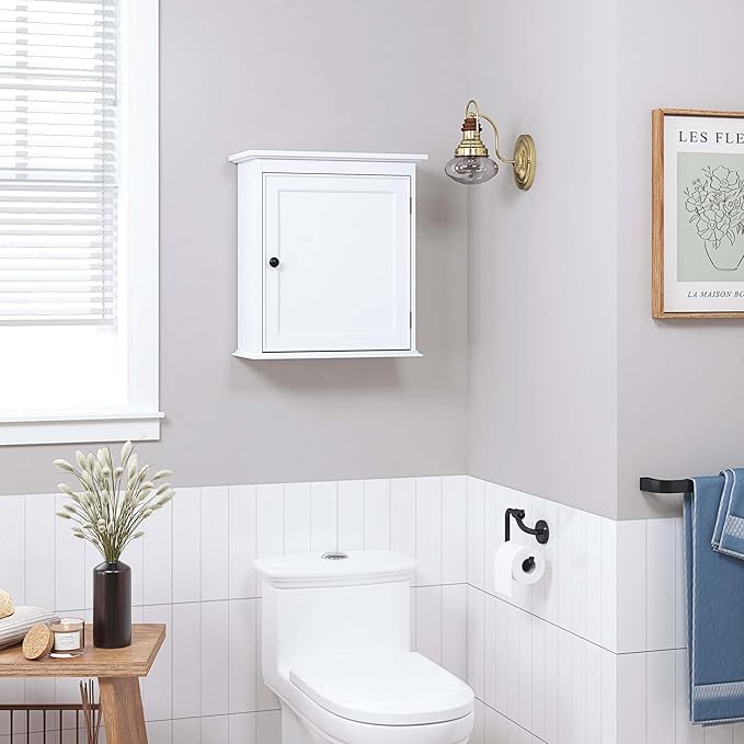 Spirich Small Bathroom Wall Cabinet, Wall Mounted Storage Cabinet, Medicine Cabinet Organizer for Bathroom, Kitchen, Living Room, White