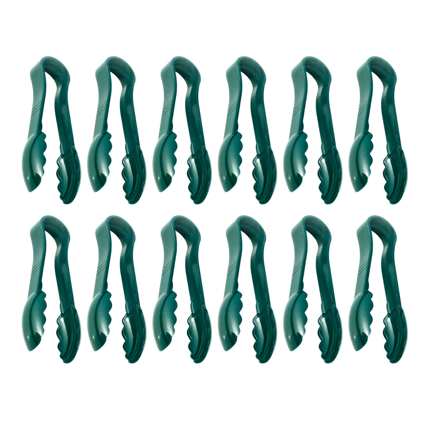 New Star Foodservice Utility Tong, High Heat Plastic, Scalloped, Set of 12 (6-Inch, Clear)