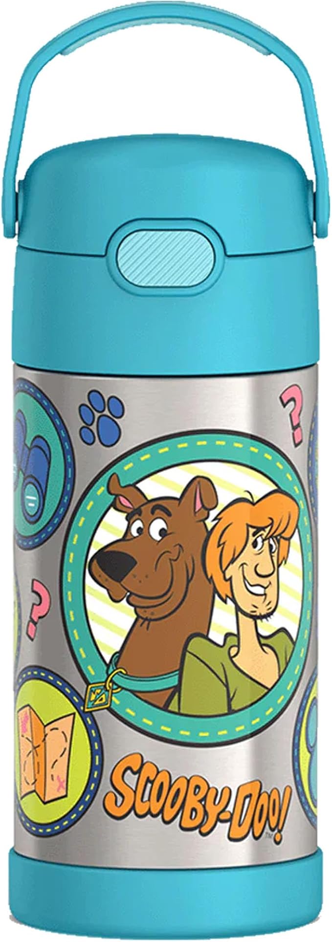 THERMOS FUNTAINER Water Bottle with Straw - 12 Ounce - Kids Stainless Steel Vacuum Insulated Water Bottle with Lid, Scooby-Doo