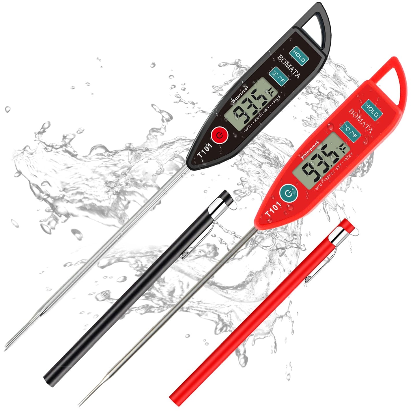 BOMATA Digital Water Thermometer for Liquid, Meat, Cooking, IPX7 Waterproof