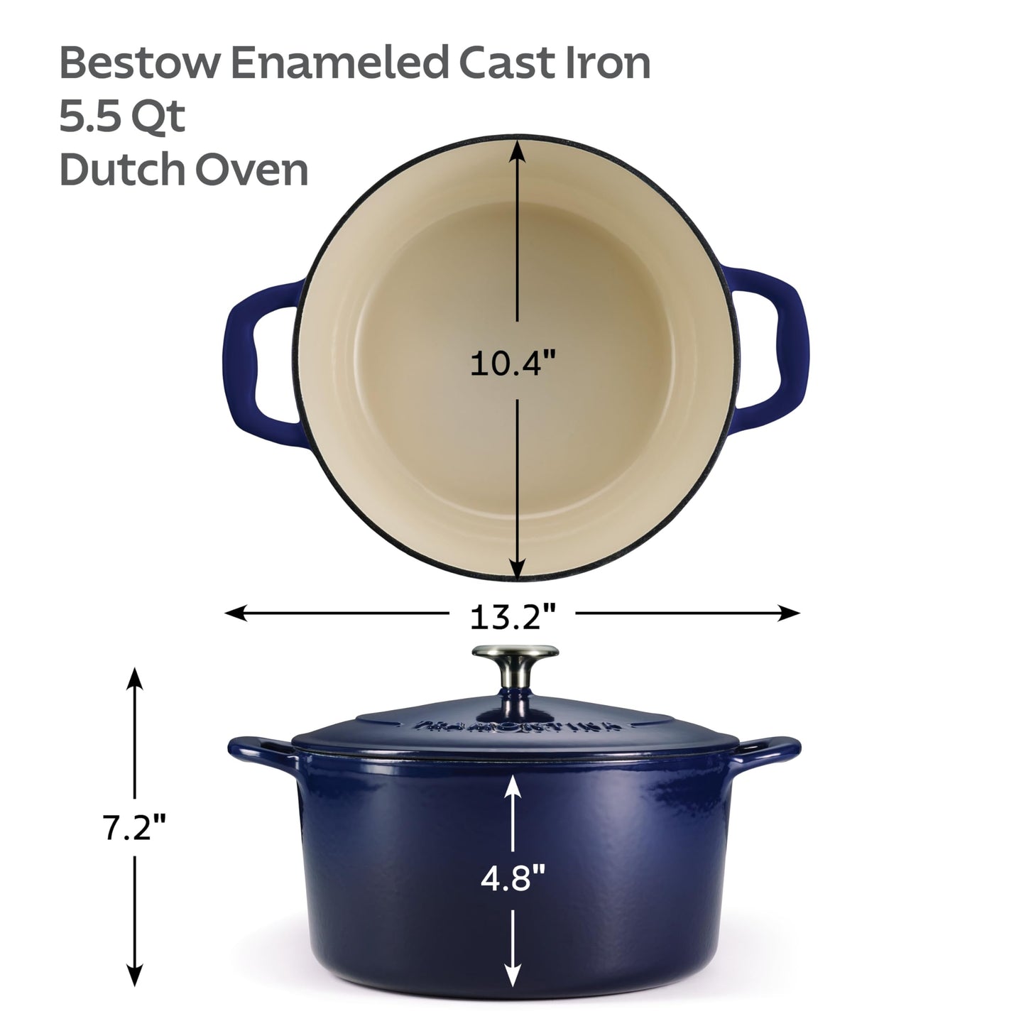 Tramontina Bestow Enameled Cast Iron 7-Qt Oval Dutch Oven Pot with Lid