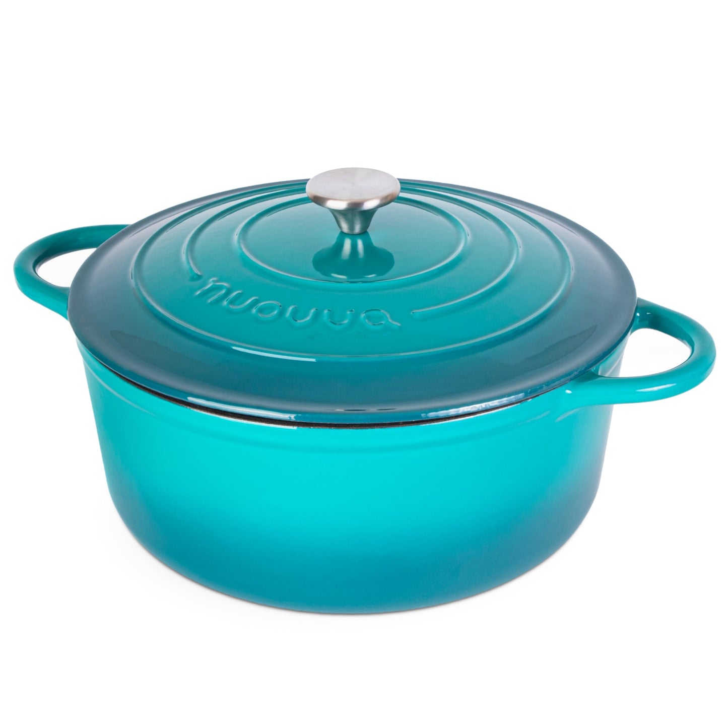 Nuovva Enamelled Cast Iron Dutch Oven Pot with Lid – 6.4 Quart Non Stick Casserole Pot – Heavy Duty & Oven Safe up to 500° F for Bread Baking, Braising, Stews, Roasting – 28cm Black