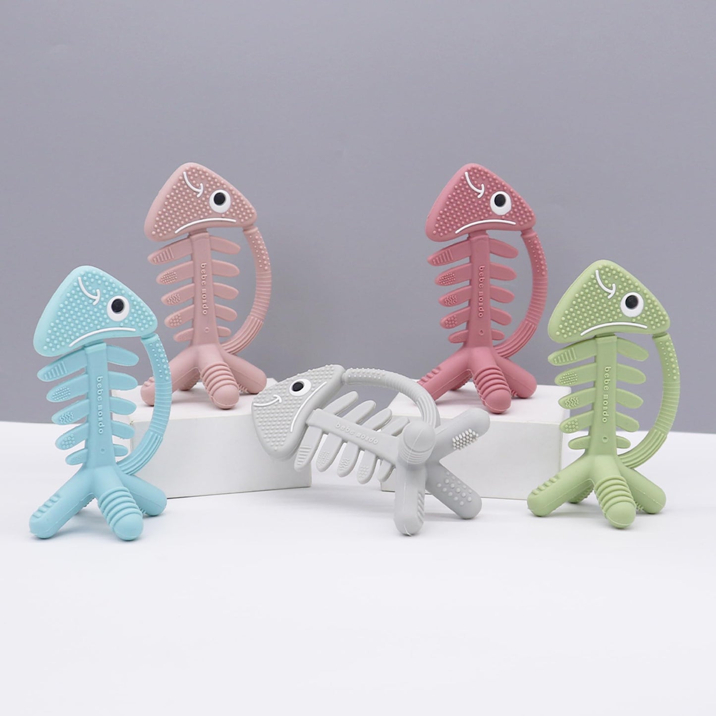 3in1 Infant Toys, Baby Teething Toys 3-6 6-12 Months, Teethers for Babies 3-6-12 Months,for Teething Relief,Baby Gifts Teether, Silicone,Sensory Toys 0-6 Months,USA Patent Pending,Fish,Rose Pink