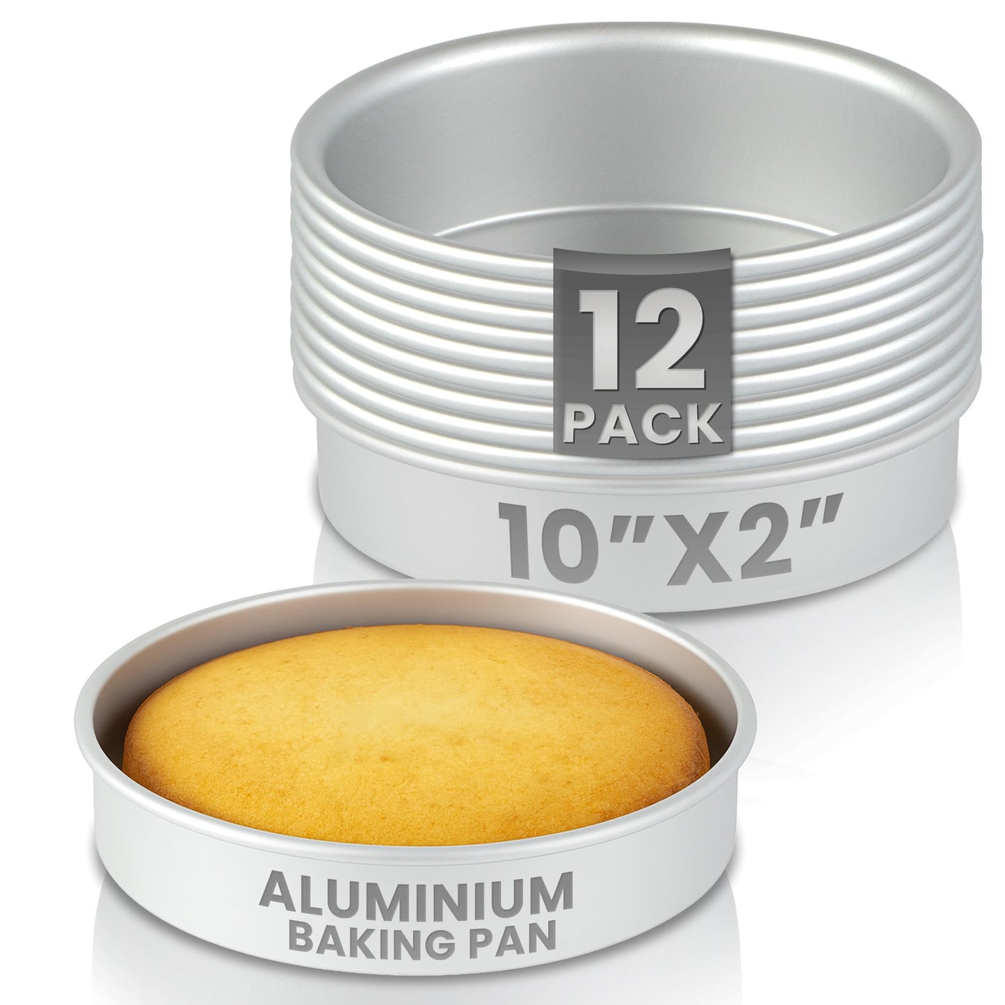 Restaurantware-Met Lux 12 x 3 Inch Straight-Sided Baking Tin, 1 Round Cake Pan - Oven-Ready, Freezable, Anodized Aluminum Round Baking Pan, Greaseproof, For Layer Birthday Cake
