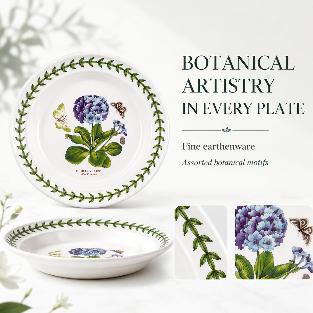 Portmeirion Home & Gifts BG05082 Botanic Garden Side Plates 16.5cm - Set of 6, White