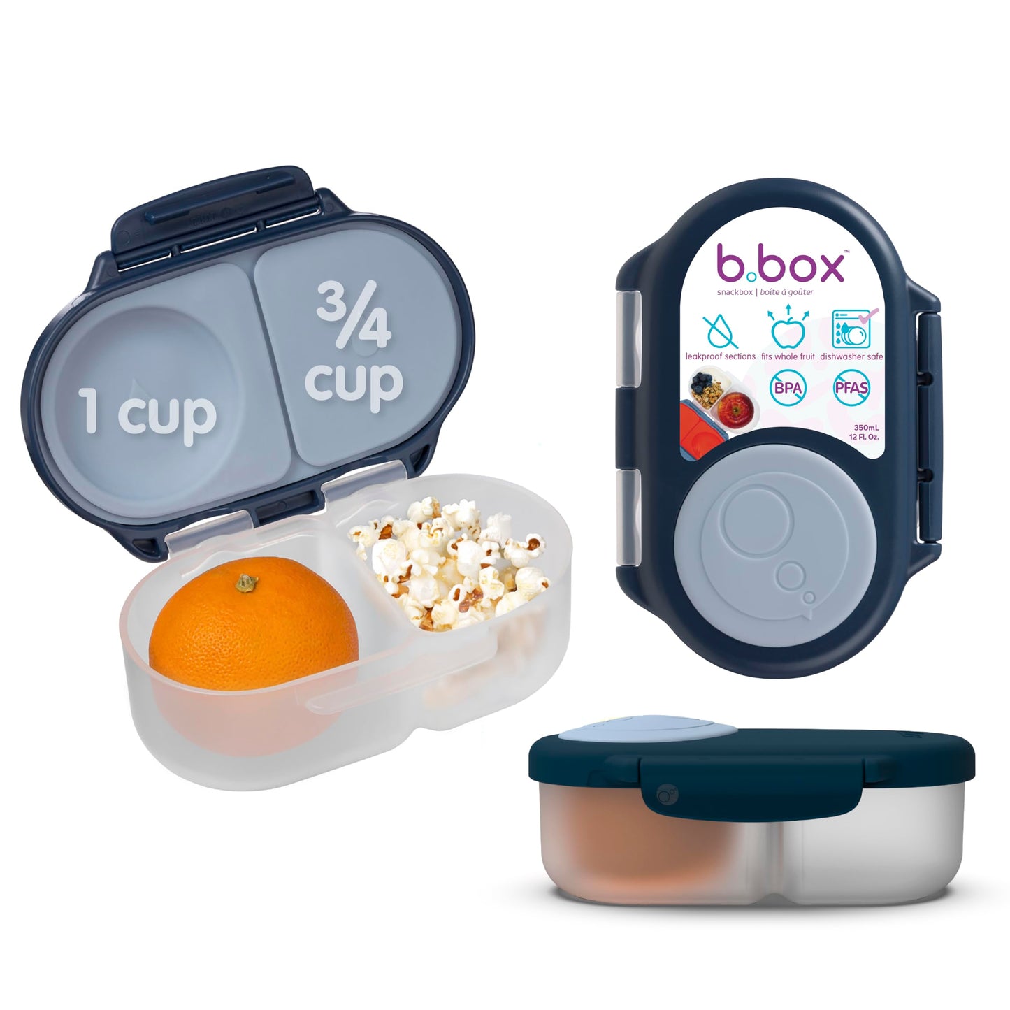 b.box Snack Box 2-Pack, Snack Containers for Kids, 1.75 Cup Kids Lunch Box