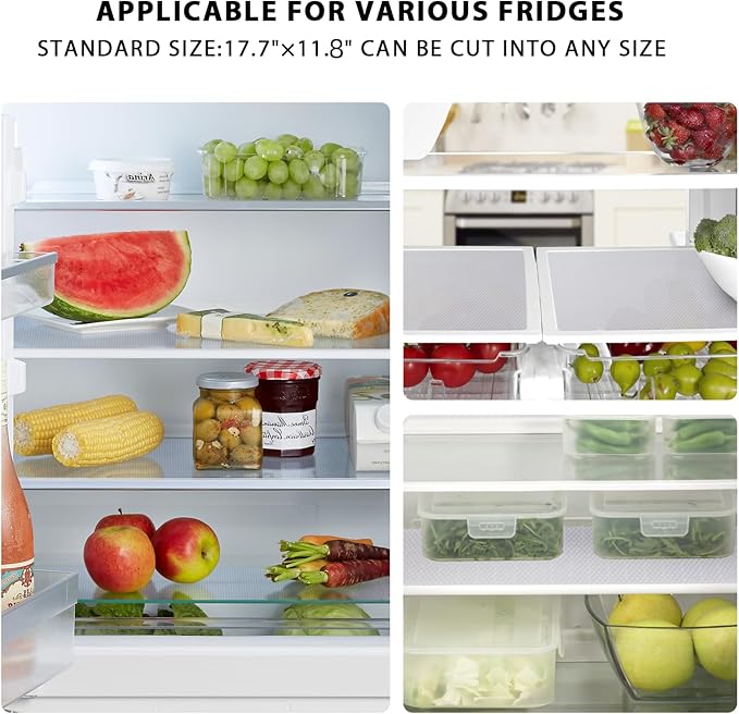 7PCS Shelf Mats Refrigerator Liners Washable Refrigerator Pads Fridge Mats Drawer Placemats Home Kitchen Gadgets Accessories Organization for Top Freezer(White)