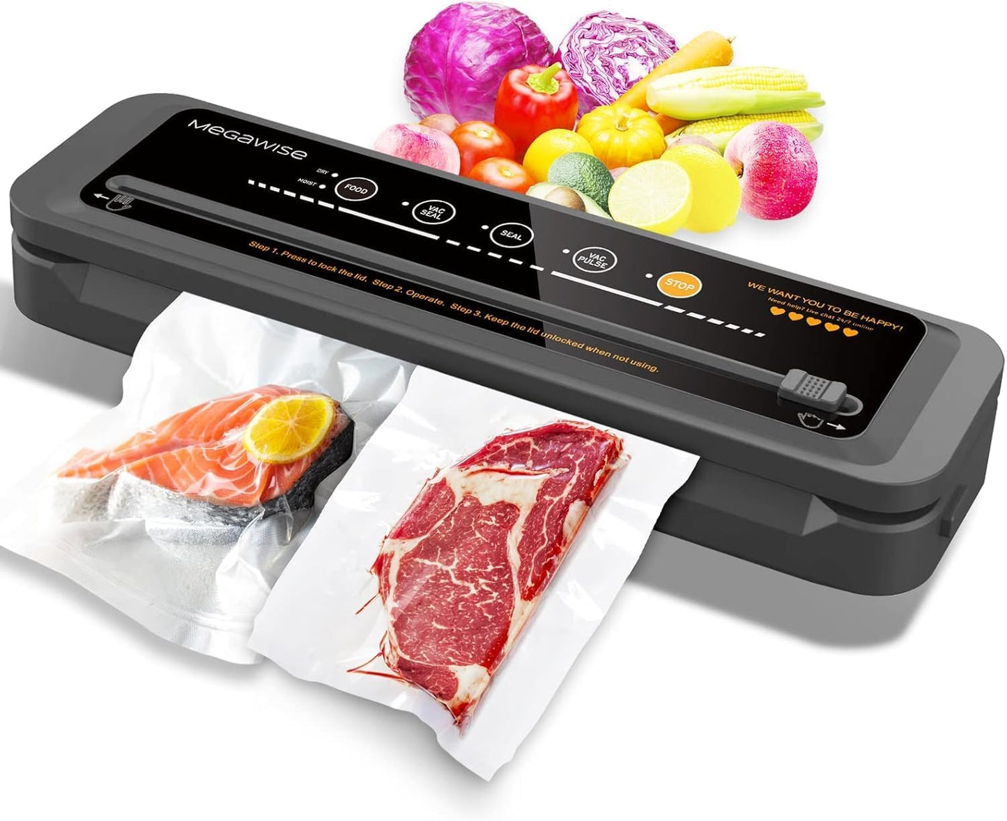 MegaWise Vacuum Sealer Machine | 80kPa Suction Power | Vac Seal Machine
