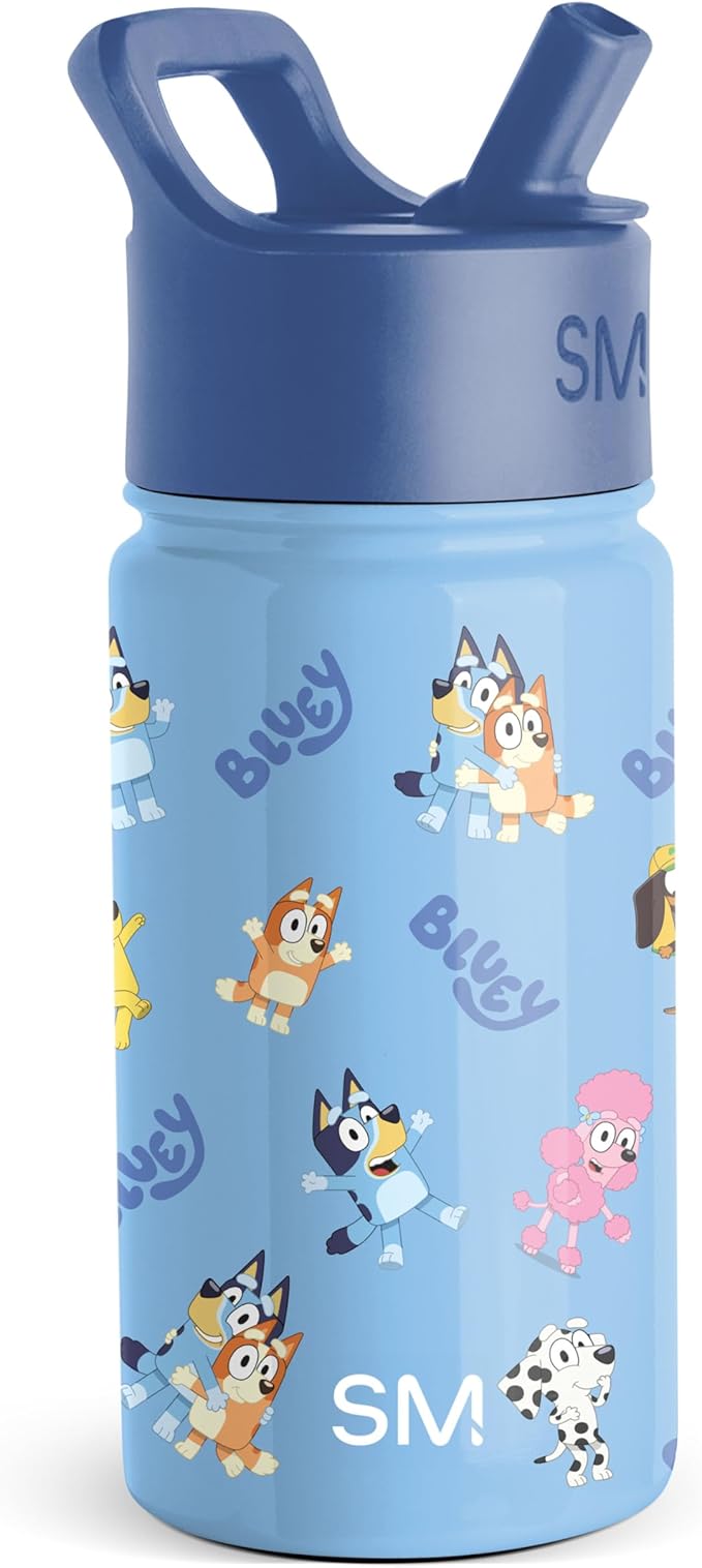Simple Modern Kids Summit Water Bottle with Straw Lid |Bluey 14oz Stainless Steel Cup Insulated Tumbler for Kids, School | Bluey Bluetastic Day
