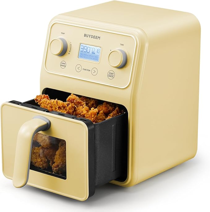 BUYDEEM F51 Air Fryer, Visible Window, One-Touch Control with LCD Display