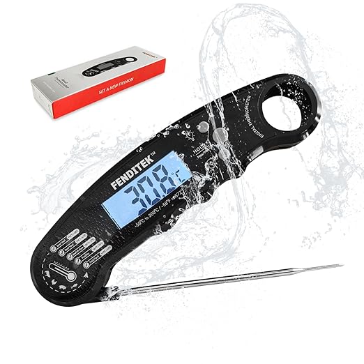 Digital Meat Thermometer, Waterproof Instant Read Cooking Thermometer with LCD Backlight, Magnetic Back for Kitchen, Baking, Sous Vide, Outdoor Grilling,Candy