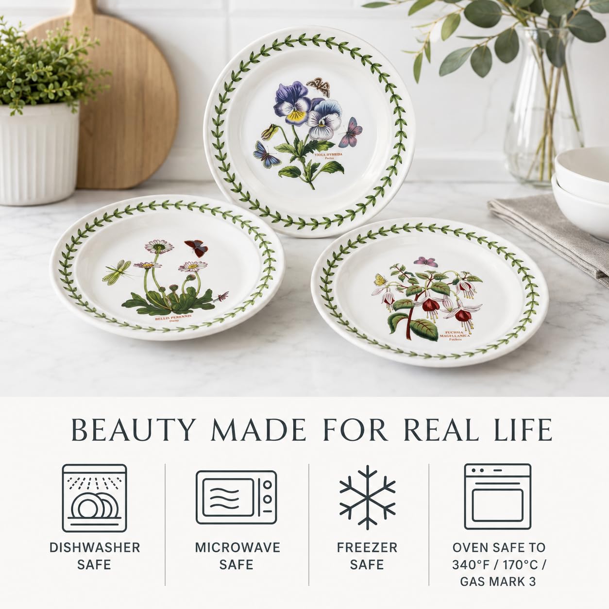 Portmeirion Home & Gifts BG05082 Botanic Garden Side Plates 16.5cm - Set of 6, White
