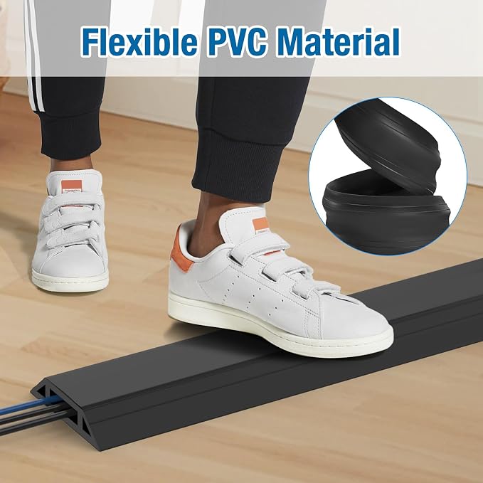 Eapele 6.5 ft Floor Cord Cover Heavy Duty Cable Protector, Prevent Trip Hazard