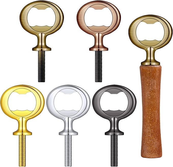 Patelai 5 Pieces Metal Bottle Opener Kit Blank Stainless Steel Bottle Opener Inserts Hardware for Wedding Wine Party DIY Project Craft Wood Turning