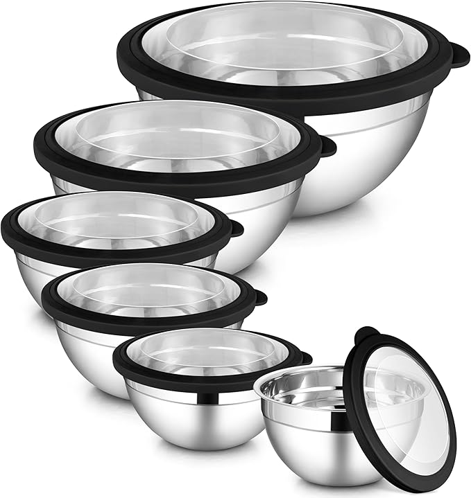LIANYU Stainless Steel Mixing Bowls Set, Large 7, 3.5, 2.5, 2, 1.5, 1QT
