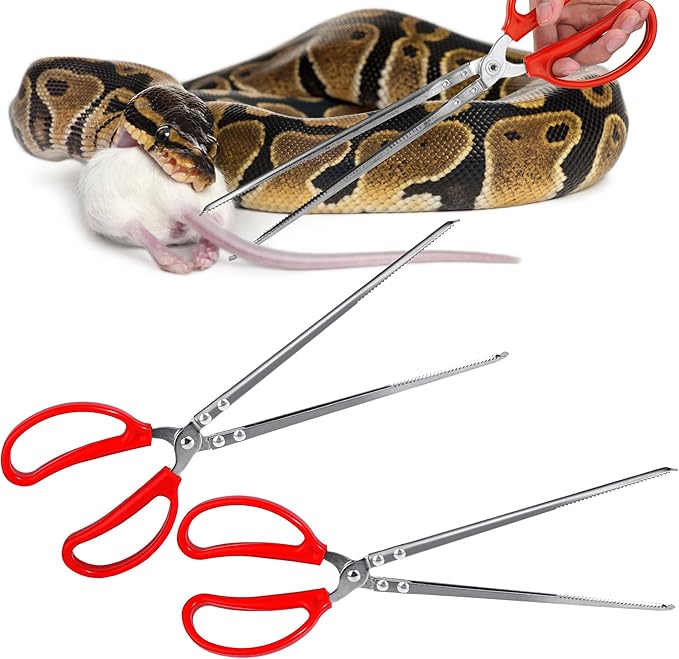 Snake Feeding Tongs,15 Inch Reptile Feeding Tongs,Extra Long Large Tweezers for Corn Ball Python Accessories,Bearded Dragon Tank Accessories,Pet Terrarium Supplies for Leopard Crested Gecko,Lizard