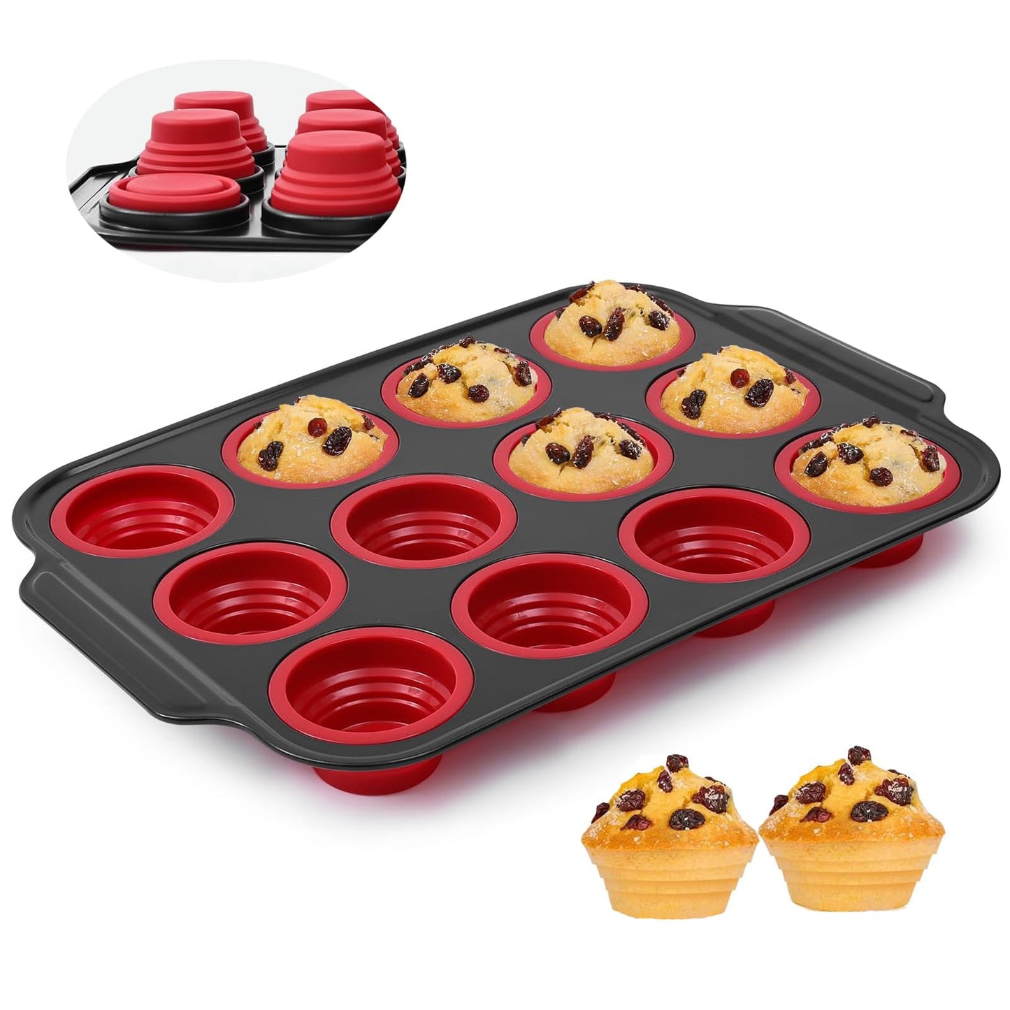 YiYeraio Muffin Pan, 6-Cup Nonstick Silicone Muffin Pans for Baking, Food-Grade Cupcake Pan for Oven, Microwave, Dishwasher Safe, BPA-Free Silicone Baking Mold for Muffins, Cupcakes, Egg Muffins